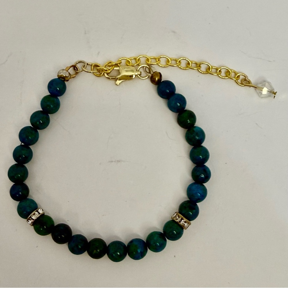 Chrysocolla beaded bracelet size 6.5 with 3” extension - Picture 3 of 5
